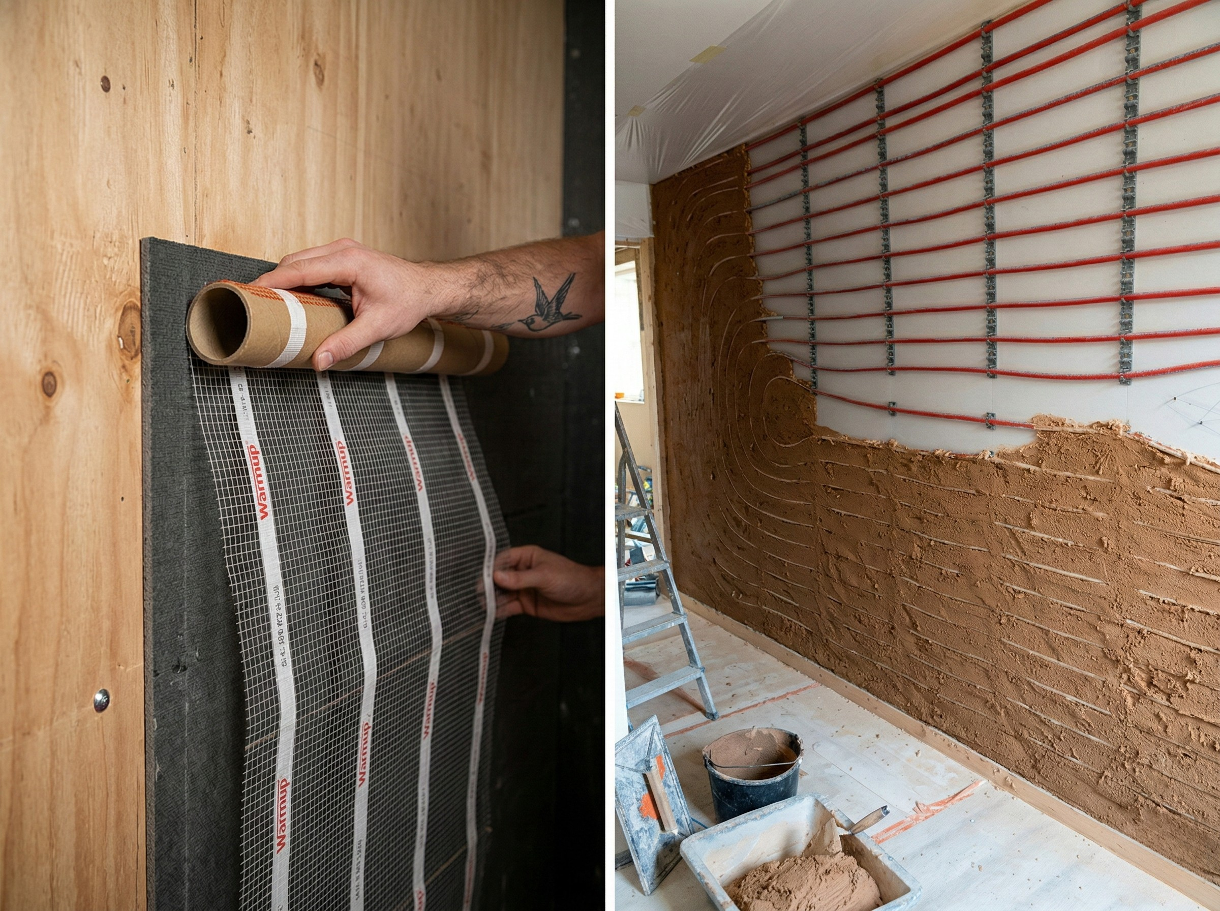 installation d'un mur chauffant par un technicien chauffagiste